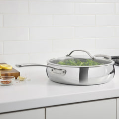 PureClad™ Triple-Ply 5.5 Qt. Stainless Steel Sauté Pan with Helper Handle and Cover